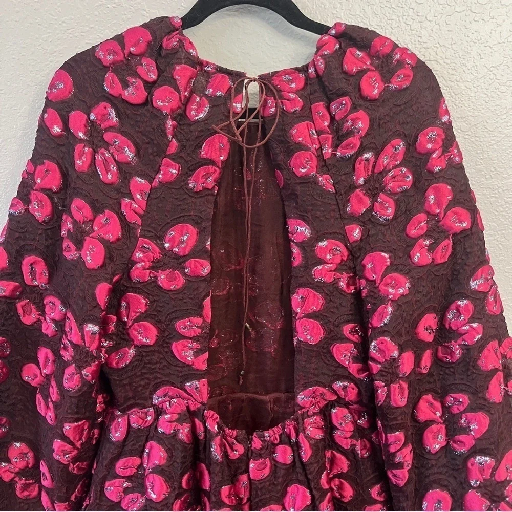 ULLA JOHNSON dress in maroon red jacquard floral size 4 - Picture 10 of 15
